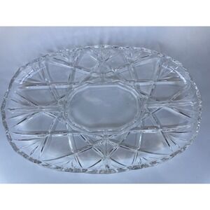 Vintage 90's Mikasa Roxborough Divided Crystal Relish Serving Plate Platter 15"